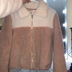Pink & white fur coat (silk inside)